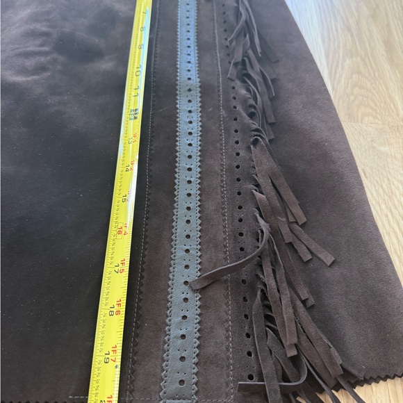 CARLISLE 100% Suede Lined Fringe Wrap Buckle Vintage Skirt Size 6 - Picture 7 of 9